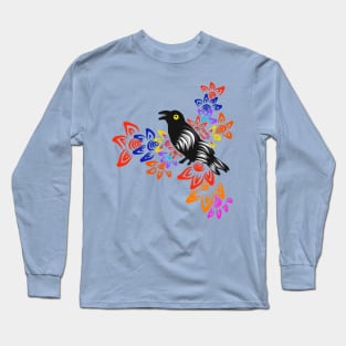 Crow with flowers Long Sleeve T-Shirt